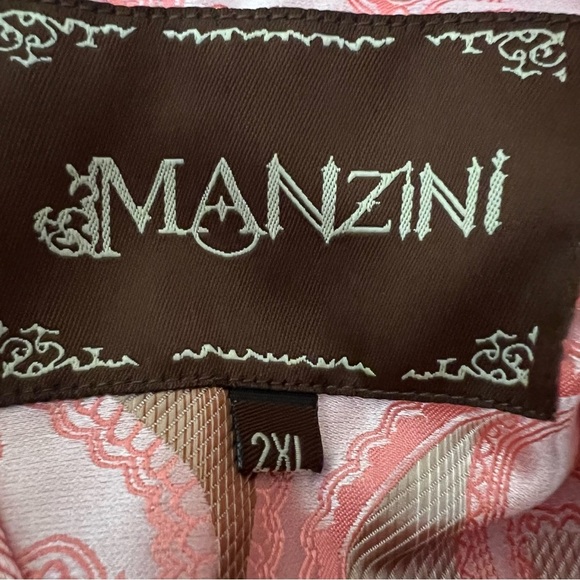 MANZINI Pink Jacquard Paisley Men’s Dress Shirt Long Sleeve Satin Italian Sz 2XL - Picture 6 of 10